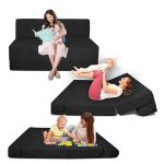 Urban Decor Sofa Cum Bed | Single Seater | Sofa Bed - 3 X 6 Feet, Folding Bed Cum Sofa with Cushion Jute Fabric for Living Room - Black