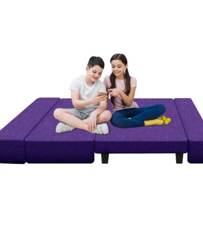 Aart Store One Seater Leg Sofa Cum Bed Furniture 3x6 Feet for Home & Living Room Washable Cover- (Purple)