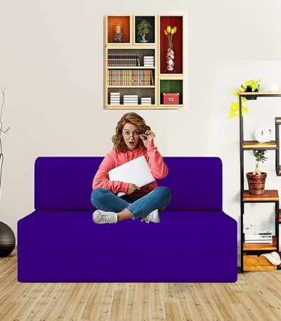 Aart Store One Seater Sofa Cums Bed Furniture for Home & Living Room 3X6 (Purple)