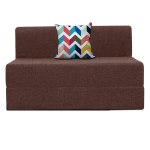 Urban Decor Foldable | 3' X 6' Feet, Single - Seater | Sofa Cum Bed - Perfect for Guests - Jute Fabric Washable Cover - Brown