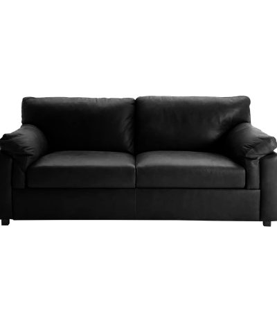 Dr Smith Wooden Leatherate Three -Seater Sofa for Home & Office - Black Color