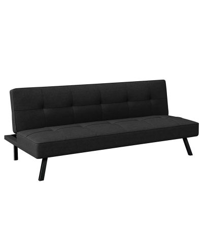 Dr. Smith Orthopedic Mattress Wooden Multi-Functional 3 Seater Sofa Cum Bed for Living Home and Office - Black