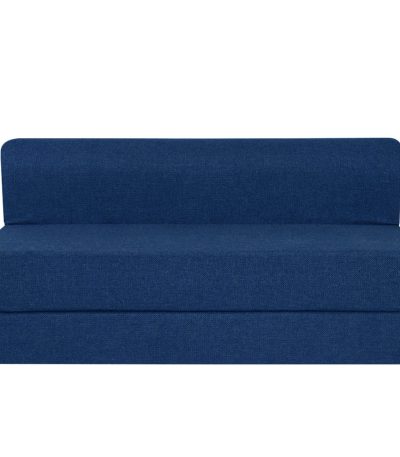 DECOR VILLAGE Sofa Cum Bed | Single Seater | Sofa Bed 3 X 6 Feet, Folding Bed Cum Sofa with Cushion Jute Fabric for Living Room - Blue Color