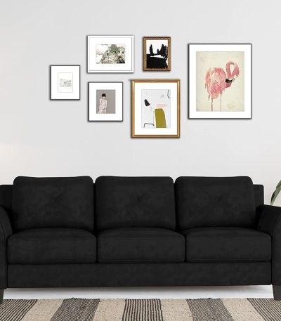 Dr Smith Three Seater Wooden Sofa for Home & Living Room-Black-Color