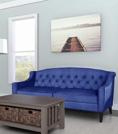 Aart Store 3 Seater Upholstery Button Tufted Sofa for Living Room, Offices, Bedroom, Hallway etc-Blue