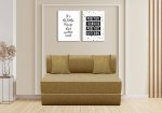 Aart Store Sofa Cum Bed - One Seater, 3' X 6' Feet - with One Cushions (Color Cushion) - Jute Fabric | Golden - Perfect for Guests |