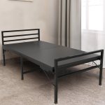 TRENDY VIBES Metal Folding Bed Single Size for Sleeping Guest Bed Easily Storable-Black
