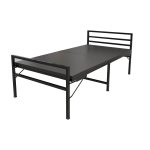 TRENDY VIBES Metal Folding Bed Single Size for Sleeping Guest Bed Easily Storable-Black